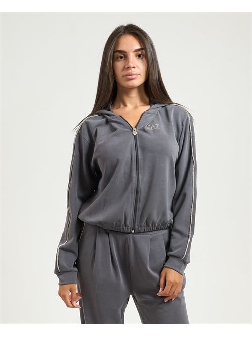 Felpa fullzip donna EA7 con dettagli strass EMPORIO ARMANI EA7 | 7W000443-AF12643U8117